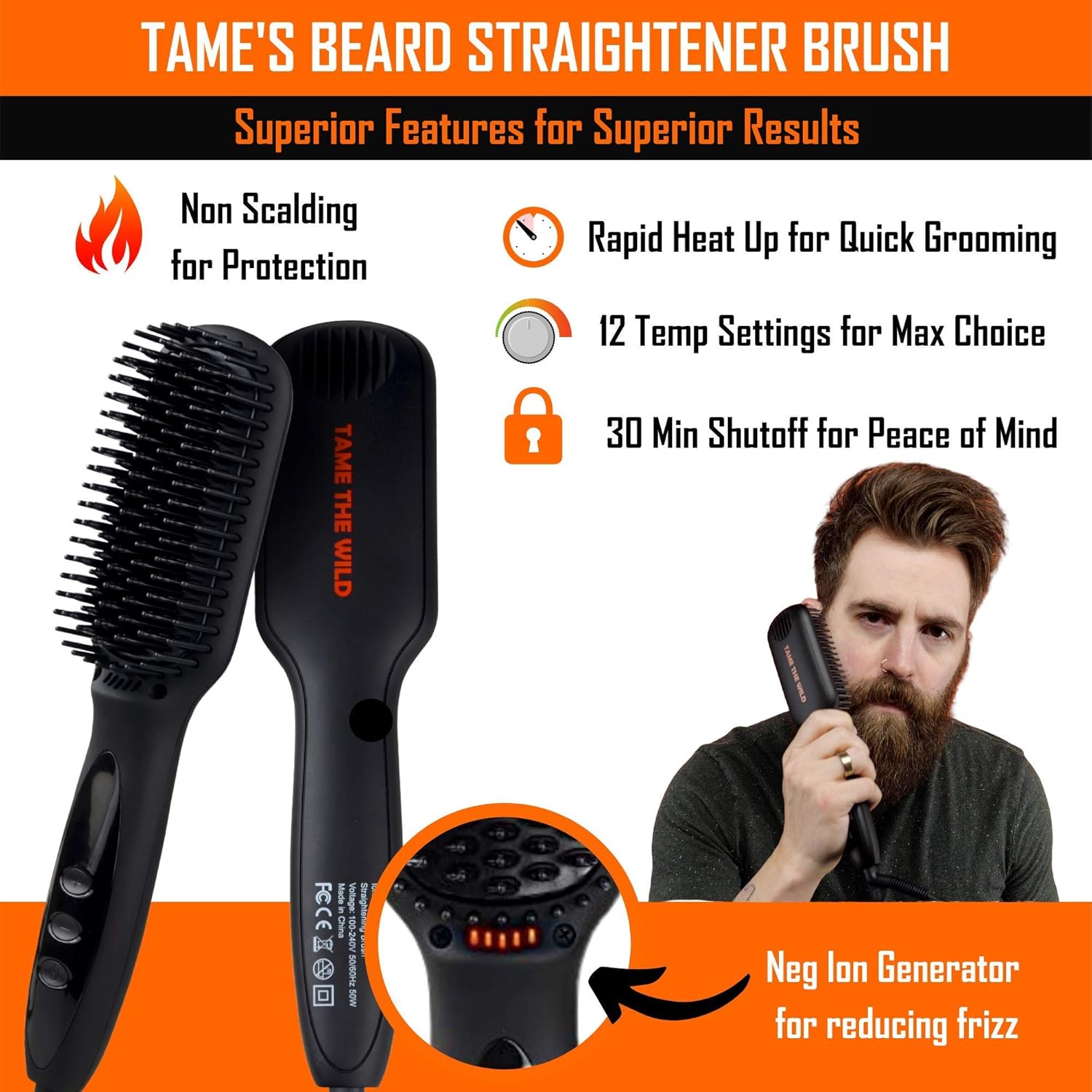 Tame'S Beard Straightener Essential Kit And Tame'S Orange Walnut Beard Soap Bundle : Beauty & Personal Care
