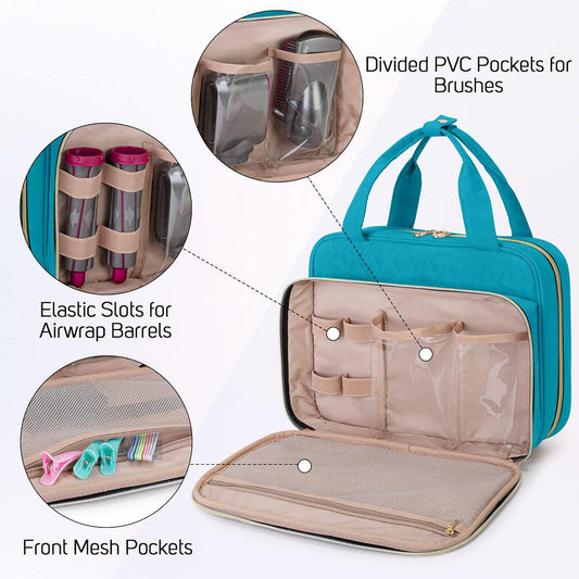 Teamoy Travel Storage Bag Compatible With Dyson Airwrap Complete Styler, Portable Travel Organizer For Airwrap Styler And Attachments, Teal