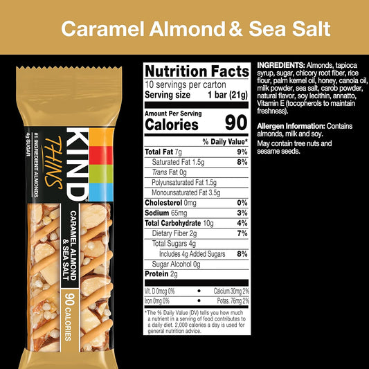 Kind Thins Caramel Almond & Sea Salt, Gluten Free, 100 Calories, 10 Count