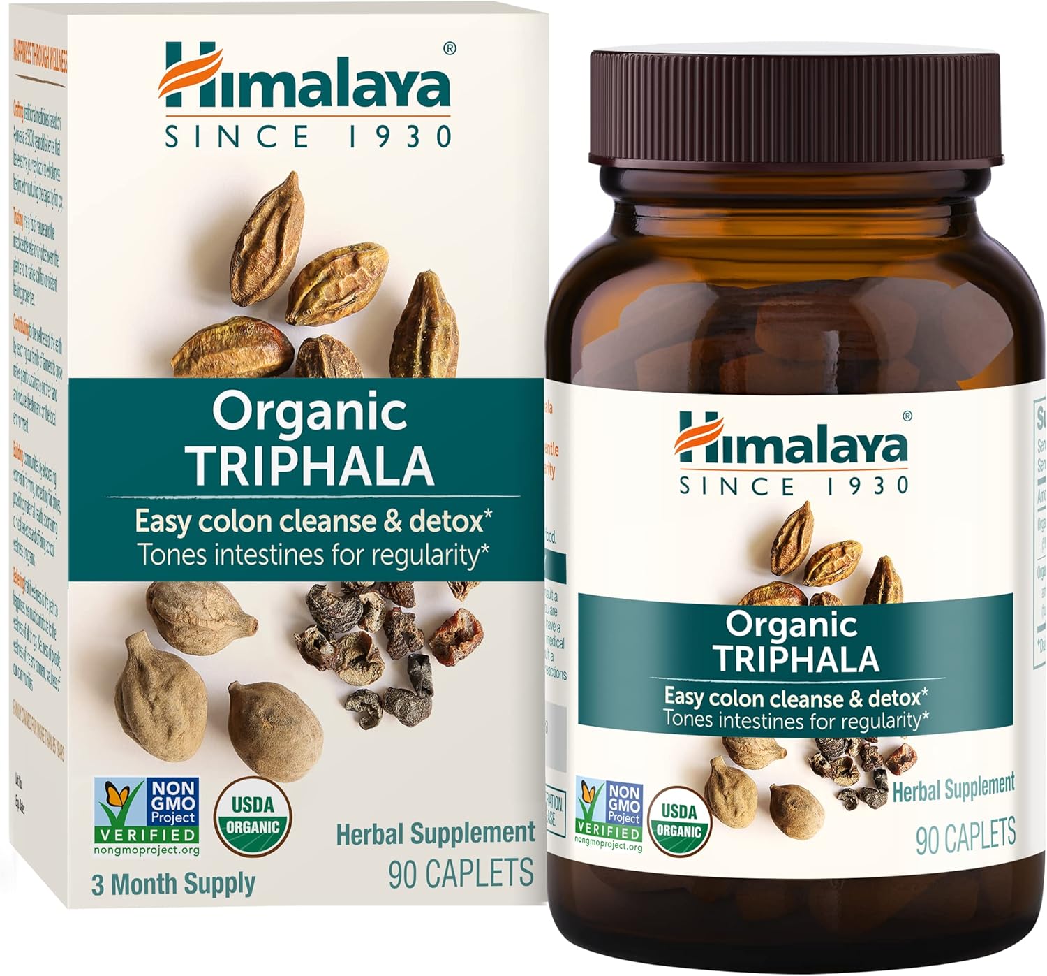 Himalaya Organic Triphala, Colon Cleanse & Digestive Supplement For Occasional Constipation, 688 Mg, 90 Caplets, 2 Month Supply