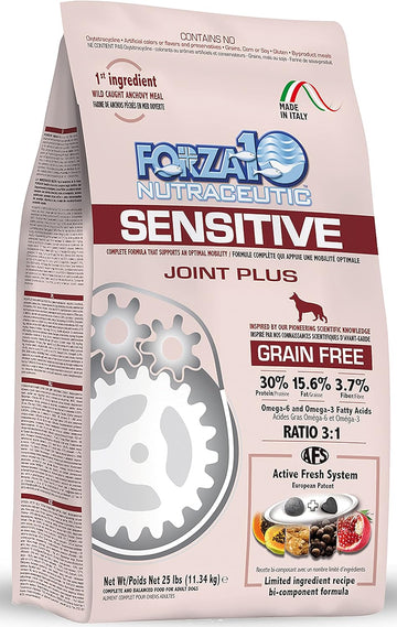 Forza10 Sensitive Joint Support Dog Food, 25 Pound Bag Mobility Support Dog Food, Fish Flavor Dry Dog Food Joint Support, Grain Free Dog Glucosamine Chondroitin For Mobility Arthritis Joint Issues