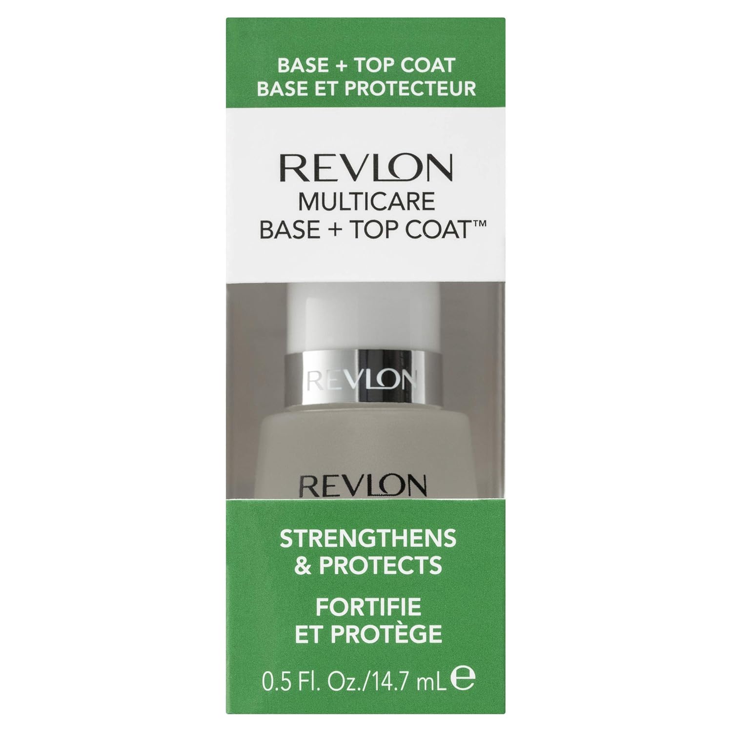 Revlon Multicare Base + Top Coat, 2 In 1 Nail Strengthener And Top Coat For Glossy Shine Finish, 0.5 Oz