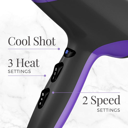 Remington Damage Protection Hair Dryer With Ceramic + Ionic + Tourmaline Technology,Purple, 3 Piece Set