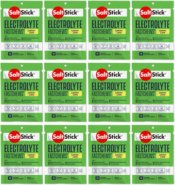 Saltstick Electrolyte Fastchews Chewable Tablets, Lemon Lime, 120 Count, 12 Packets Of 10 Tablets Each