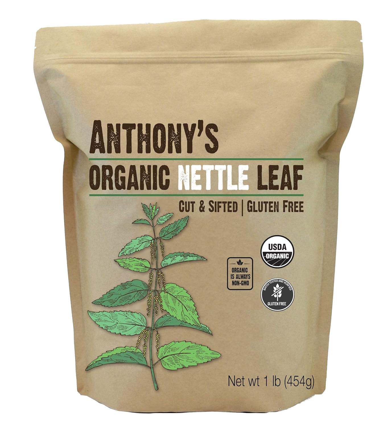 Anthony'S Organic Nettle Leaf, 1 Lb, Gluten Free, Non Gmo, Cut & Sifted, Non Irradiated, Keto Friendly