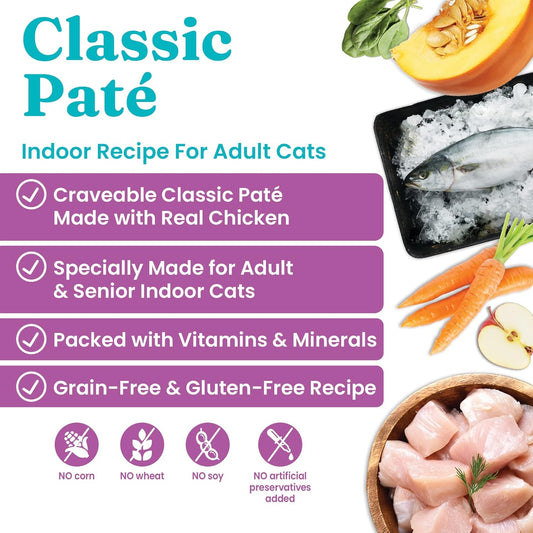 Solid Gold Wet Cat Food Pate - Canned Cat Food Made W/Real Chicken For Indoor Cats Of All Ages - Flavorful Feast Grain Free Cat Wet Food For Sensitive Stomach & Healthy Living - 24Ct/3Oz Can