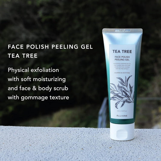 Face Scrub Peeling Gel Tea Tree | Deep Cleansing Face Wash, Korean Exfoliating, Low Irritation For All Skin, Moisturizing Glowing Gentle Dead Skin Remover, Sebum&Pore Care, 4.05 Fl Oz