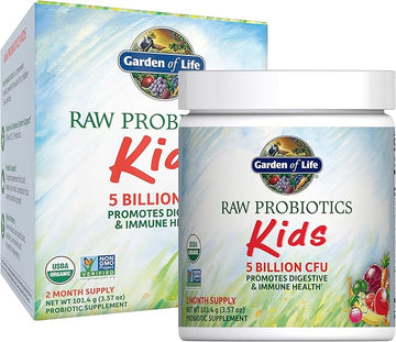 Garden Of Life | Raw Probiotics Kids | 5 Billion Cfu Promotes Digestive & Immune Health* | Mild Banana Taste | 3.57 Oz Powder