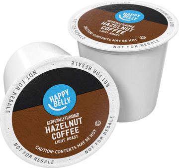 Amazon Brand - Happy Belly Light Roast Coffee Pods, Hazelnut Flavored, Compatible with Keurig 2.0 K-Cup Brewers, 100 Count