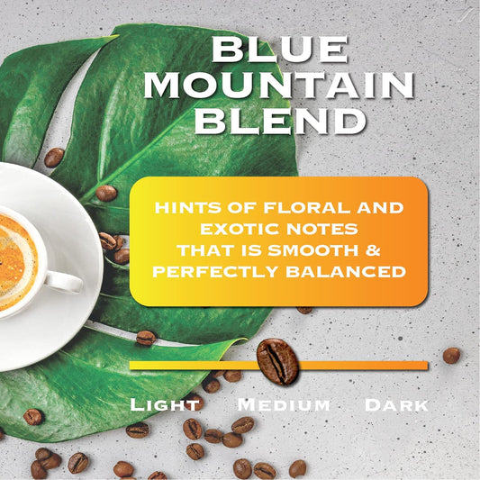 Magnum Exotics Coffee, Blue Mountain Coffee Blend - Whole Bean Coffee, Medium-Light Roast, Made from 100% Arabica Bean Coffee, Rich & Smooth Flavor, Fresh Roast - Blue Mountain Blend, (Pack of 1)