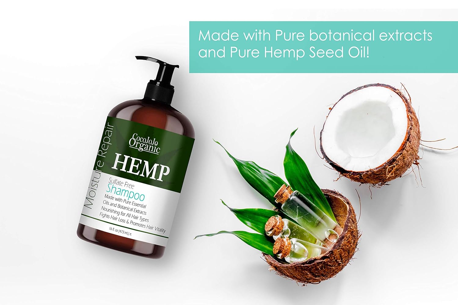 Hemp Shampoo - 16 oz - Volumizing, Ultra Hydrating, Moisturizing, Sulfate and Paraben-Free, Botanical with Hemp Seed Oil, Jojoba, Green Tea for All Hair Types Dry Thinning Brittle - Packaging May Vary : Beauty & Personal Care