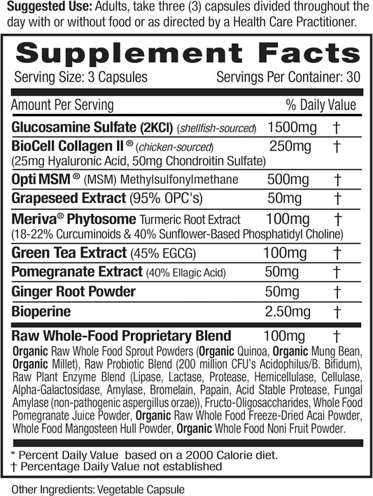 EMERALD LABS Joint Health - Biocell II Collagen, OptiMSM, Glucosamine, Meriva Turmeric Curcuminoids & More - Joint Health, Mobility & Flexibility Support* - 90 Vegetable Capsules (30-Day Supply)