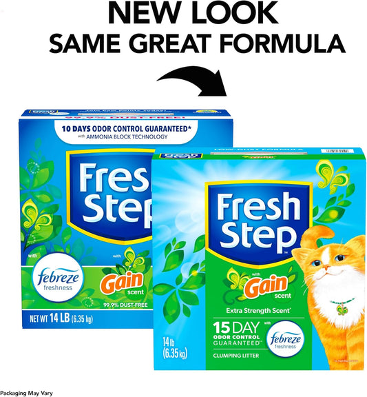 Fresh Step Simply Unscented Clumping Litter, Fresh Step Unscented Cat Litter With Activated Charcoal Technology, 14 Lb. Box