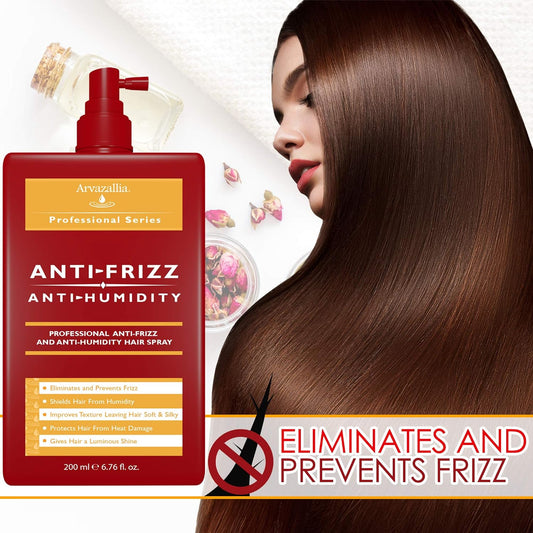 Arvazallia Antifrizz and Antihumidity Hair Spray - Professional Frizz Control, Anti-humidity, Heat Protectant, and Shine Serum