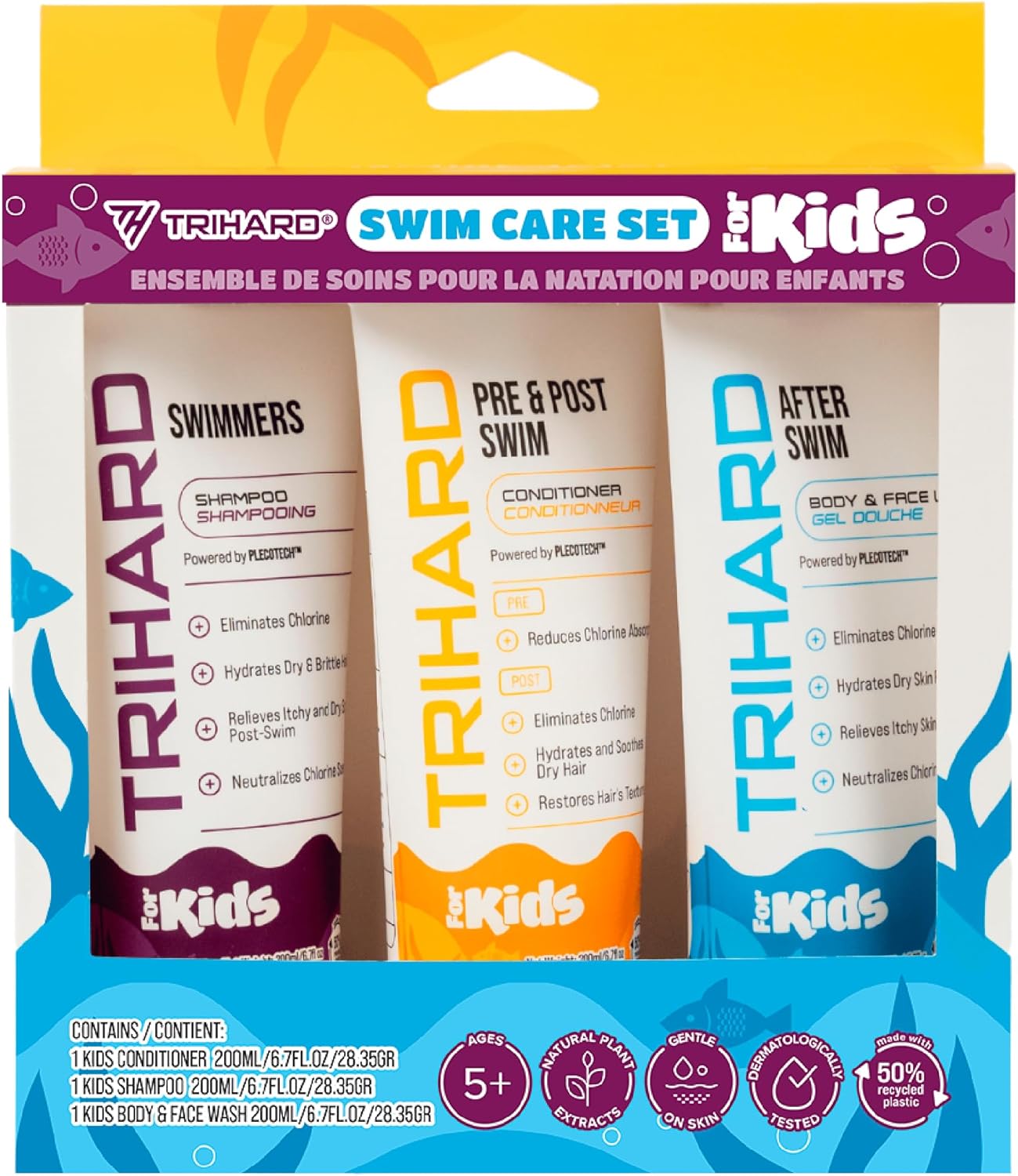 Essential Swim Care Kit - 3-In-1 Shampoo And Conditioner For Kids, Chlorine Swimmers Shampoo, Leave-In Conditioner, Pool Essentials, Ultimate Swimming Hair Care
