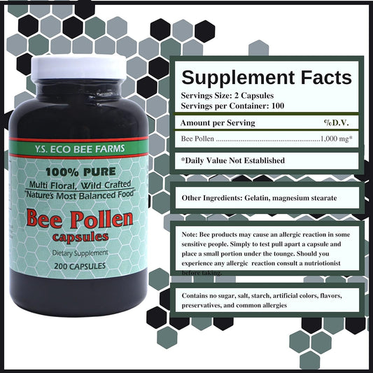 Y.S. Eco Bee Farms 100% Pure, Wild Crafted Bee Pollen Capsules - Organ