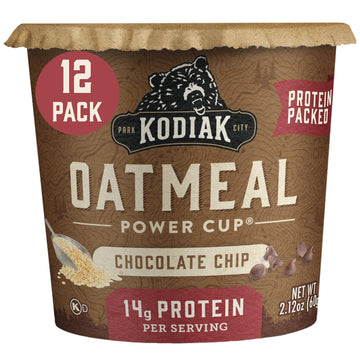 Kodiak Cakes Instant Protein Chocolate Chip Oatmeal in a Cup, 2.12oz (Pack of 12)