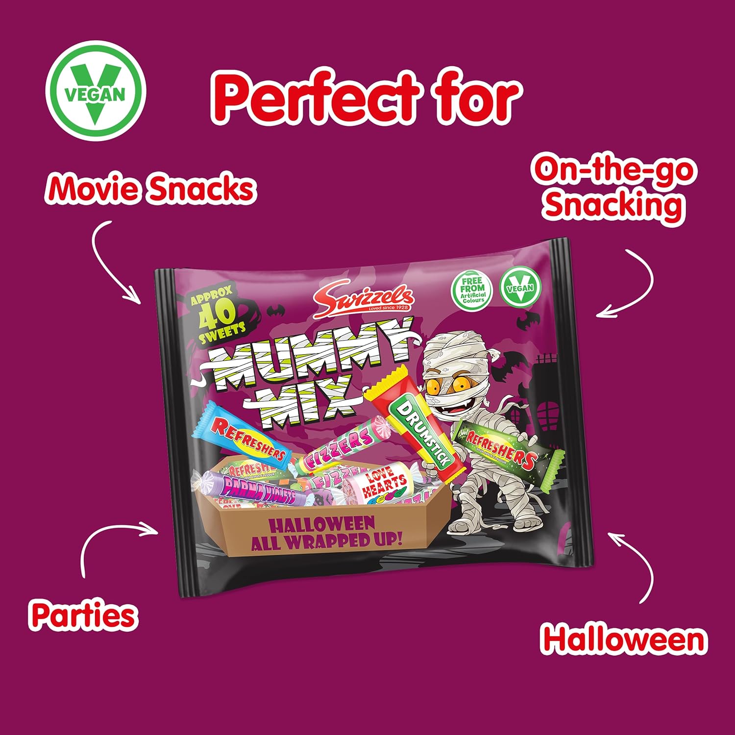Swizzels Mummy Mix Bag Bulk Box 340g Pack of 10 Perfect for Halloween Sweets Party Sweets Trick or Treat Bags in Bulk and Party Bag : Amazon.co.uk: Grocery