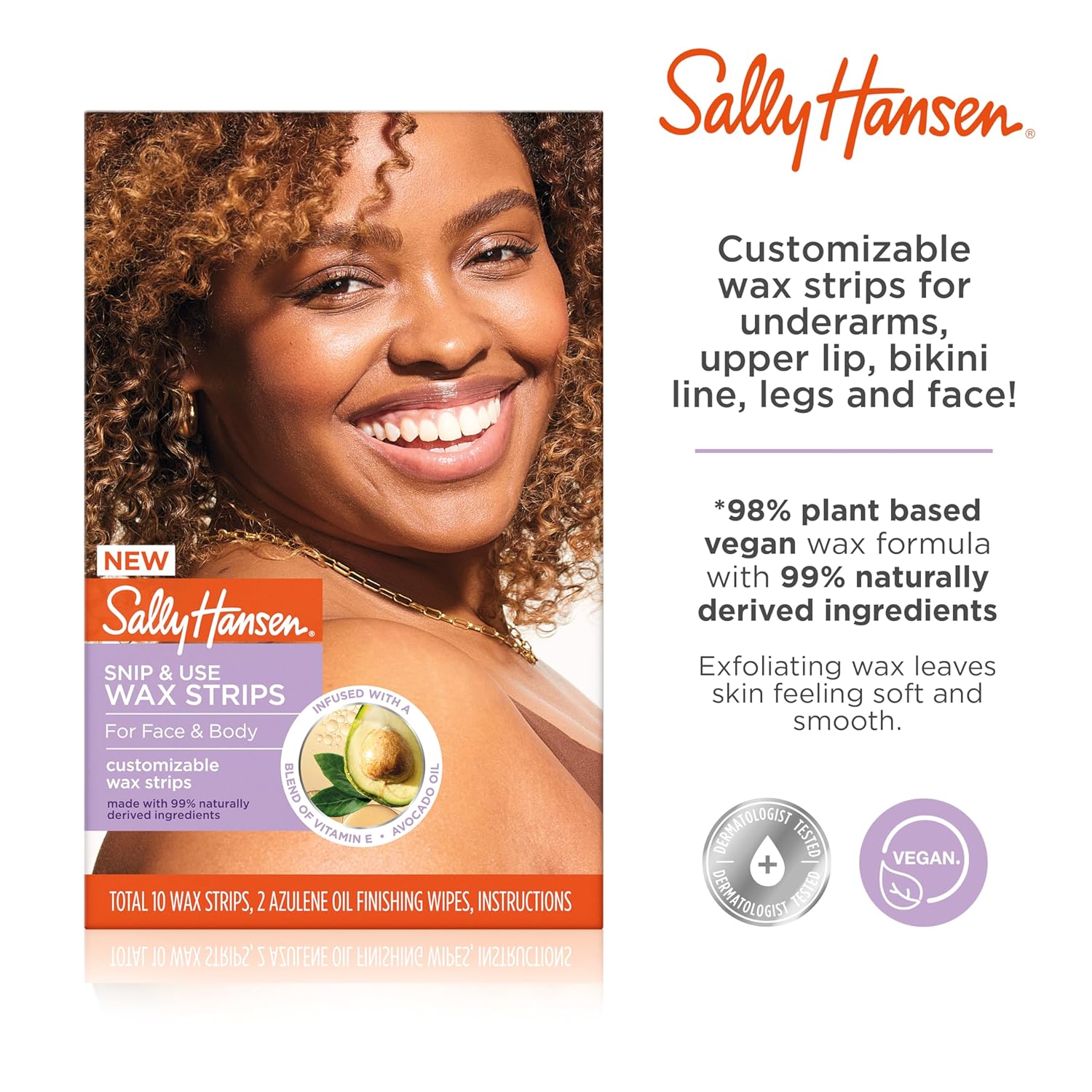 Sally Hansen Hair Remover Snip & Use Wax Strips for Face & Body : Beauty & Personal Care