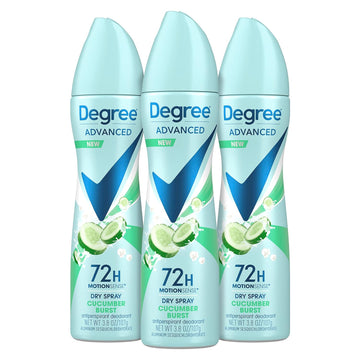 Degree Advanced Antiperspirant Deodorant Cucumber Burst 3 Count Dry Spray 72-Hour Sweat & Odor Protection Deodorant Spray For Women With MotionSense Technology? 3.8 oz