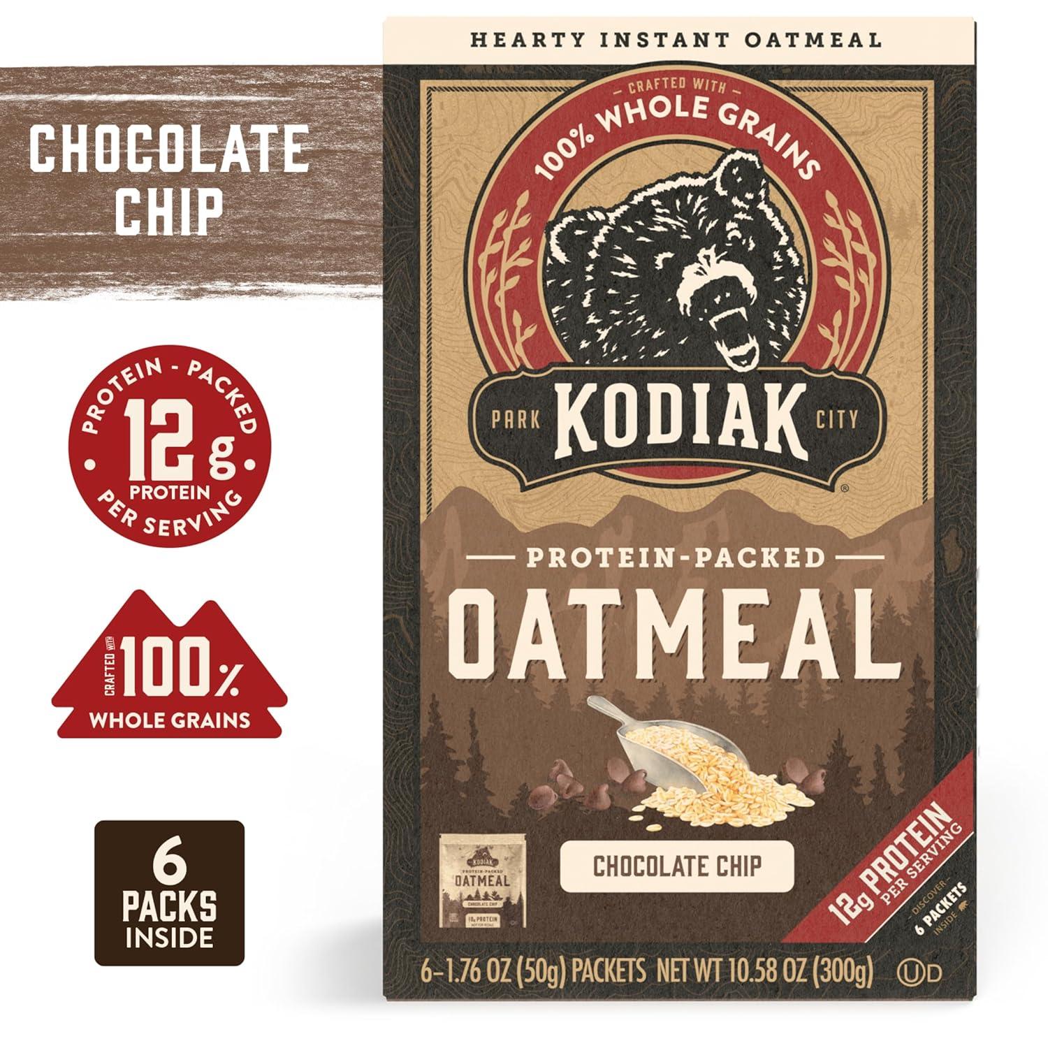 Kodiak Cakes Instant Oatmeal Packets - High Protein - 100% Whole Grains Breakfast Food - Chocolate Chip (36 Packets) : Grocery & Gourmet Food