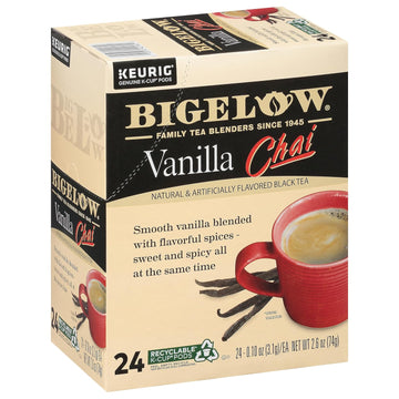 Bigelow Tea Vanilla Chai Black Tea Keurig K-Cup Pods, Caffeinated Tea Keurig Tea Pods, 24 Count Box (Pack Of 4), 96 Total K-Cup Pods