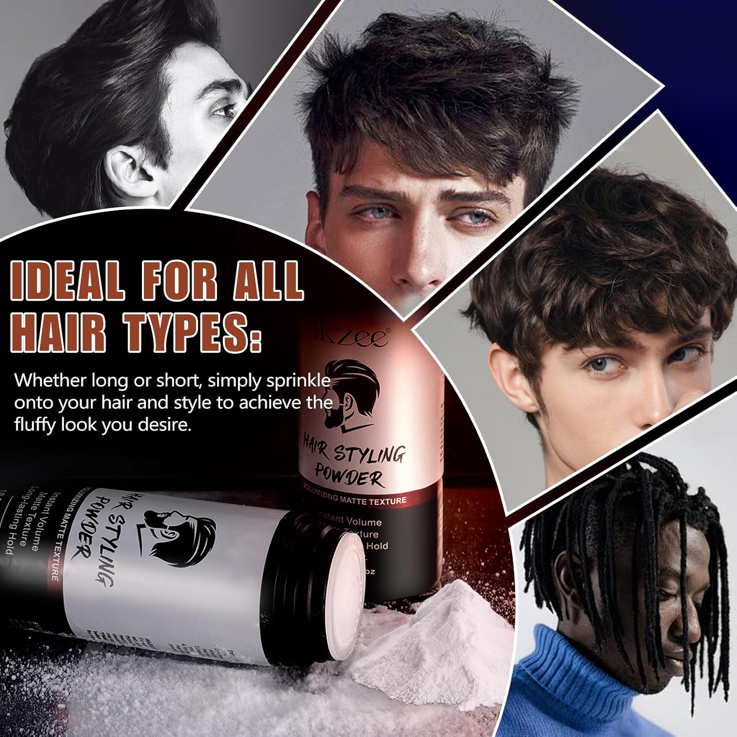 Hair Styling Powder For Men, Hair Texture Powder For Men, Natural Look Mens Styling Powder - Matte Texture Long-Lasting Hold And Easy To Apply With No Oil Or Greasy Residue, 10G