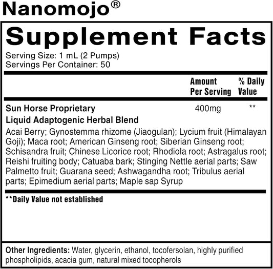 Quicksilver Scientific NanoMojo - Male-Specific Endurance Elixir & Energy Boost Support - 19 Herbs Including Epimedium for Men, Rhodiola Extract, Herbal Ginseng, and Adaptogenic Herbs (1.7oz / 50ml) : Health & Household