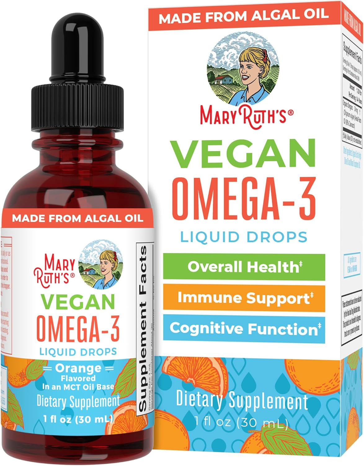 Maryruth Organics Omega 3 Liquid Drops | 400Mg Dha Per Serving | Omega 3 Supplement For Immune Support | Overall Health | For The Whole Family | 1Oz