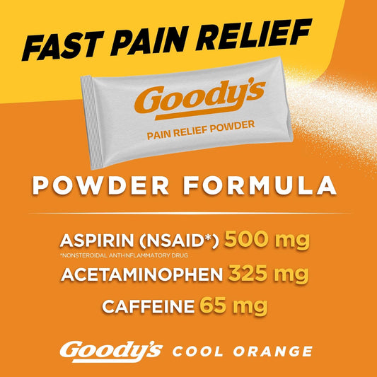 Goody's Extra Strength Headache Powder, Cool Orange Flavor Dissolve Packs, 4 Individual Packets, 6 Pack