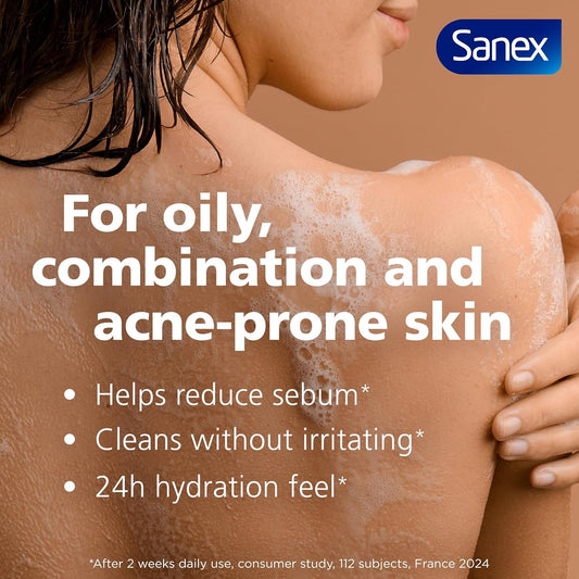 Sanex Skin Therapy Shower Gel 450Ml | Acne Body Wash That Helps Reduce Sebum | For Combination, Oily And Acne-Prone Skin | Amino Acid Complex With Niacinamide | Supports Skin’S Barrier