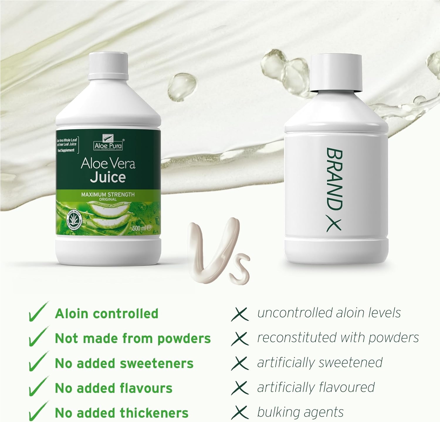 Aloe Pura Aloe Vera Maximum Strength Juice, Natural, Vegan, Cruelty Free, Food Supplement, 500ml : Amazon.co.uk: Grocery