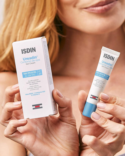 ISDIN Eye Gel-cream with SPF 20 (15ml) | Reduces puffy eyes, dark circles, and under-eye wrinkles, Packaging May vary