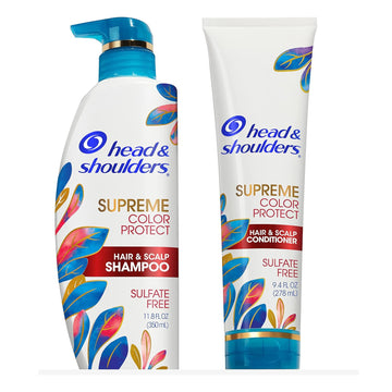 Head & Shoulders Dandruff Shampoo And Conditioner, Supreme Color Protect With Argan Oil And Manuka Honey, 11.8 Oz, 9.4 Oz