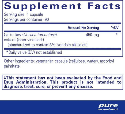 Pure Encapsulations Cat'S Claw | Supplement To Support Joints, Immune And Cardiovascular Systems, And Gastrointestinal Health* | 90 Capsules