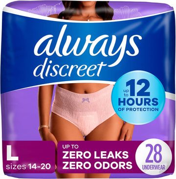 Always Discreet Adult Incontinence Underwear, Maximum Absorbency, Large, 28 Count (Packaging May Vary)