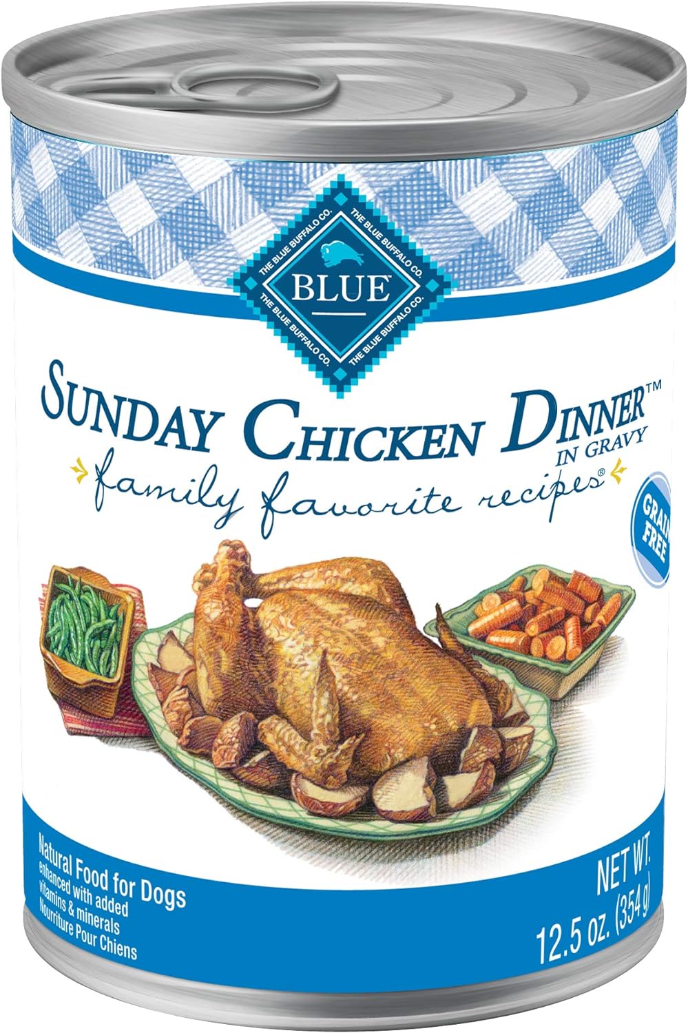 Blue Buffalo Family Favorites Adult Wet Dog Food, Made With Natural Ingredients, Sunday Chicken Dinner, 12.5-Oz. Can (Pack Of 12)