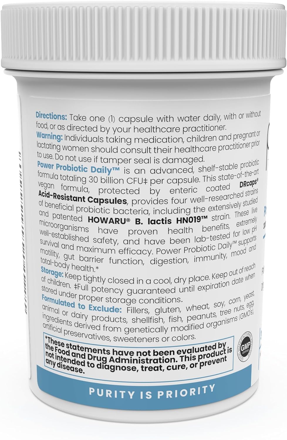 Pure Therapro Rx Power Probiotic Daily - 30 Acid-Resistant Capsules | 4 Proven Strains - 30 Billion CFU/Capsule | Patented Activ-Vial Desiccant Bottle to Ensure Freshness | NO Refrigeration Required : Health & Household