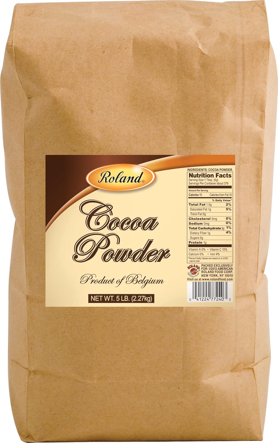 Roland Foods Cocoa Powder, Dutch Process, Sourced In The Usa, 5-Pound Bag