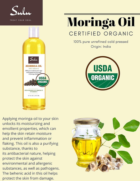 Sulu Organics 4 Lbs Of 100% Pure Organic Cold Pressed Unrefined Moringa Oil