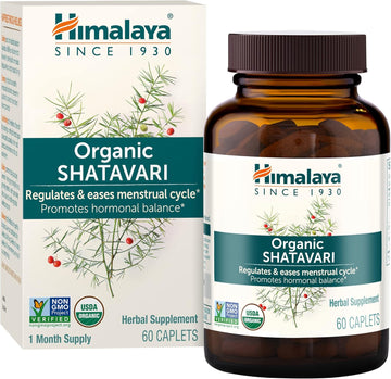 Himalaya Organic Shatavari For Pms, Menstrual Cramp Relief, Menopause Support, And Women'S Health, 1,300 Mg, 60 Caplets, 1 Month Supply
