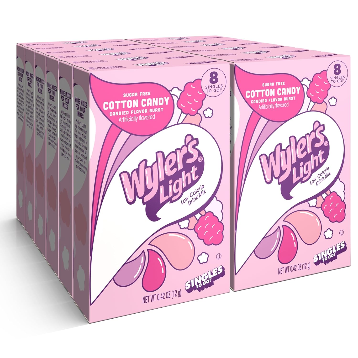 Wyler'S Light Singles To Go Powder Packets, Water Drink Mix, Watertok Cotton Candy, 96 Servings, 8 Count X Pack Of 12