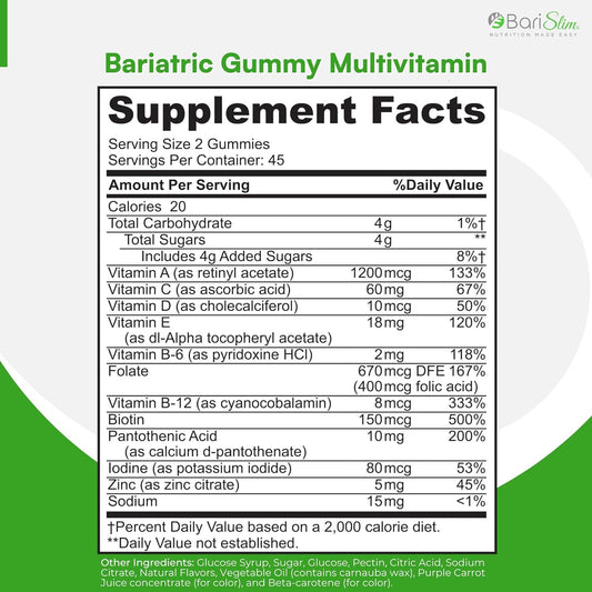 Bariatric Chewable Multivitamin Gummies - Specially Formulated Gummy Vitamin for Patients After Weight Loss Surgery - Easy to Digest & Great Tasting Fruit Flavors | 90 Fruit Chews