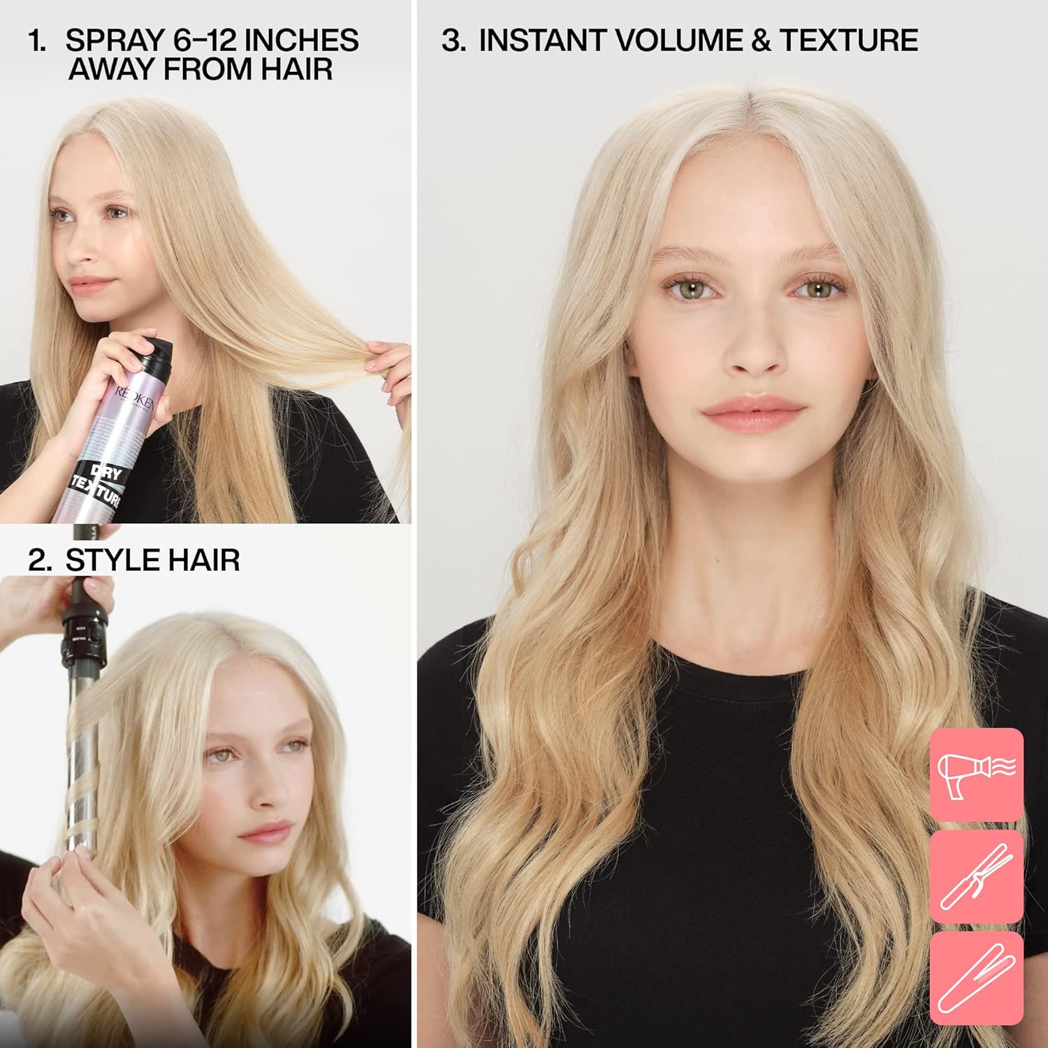 Redken Triple Dry 15 Dry Texture Finishing Spray | For All Hair Types | Adds Body & Shine Without Stickiness | Medium Hold | 8.5 Oz : Beauty & Personal Care
