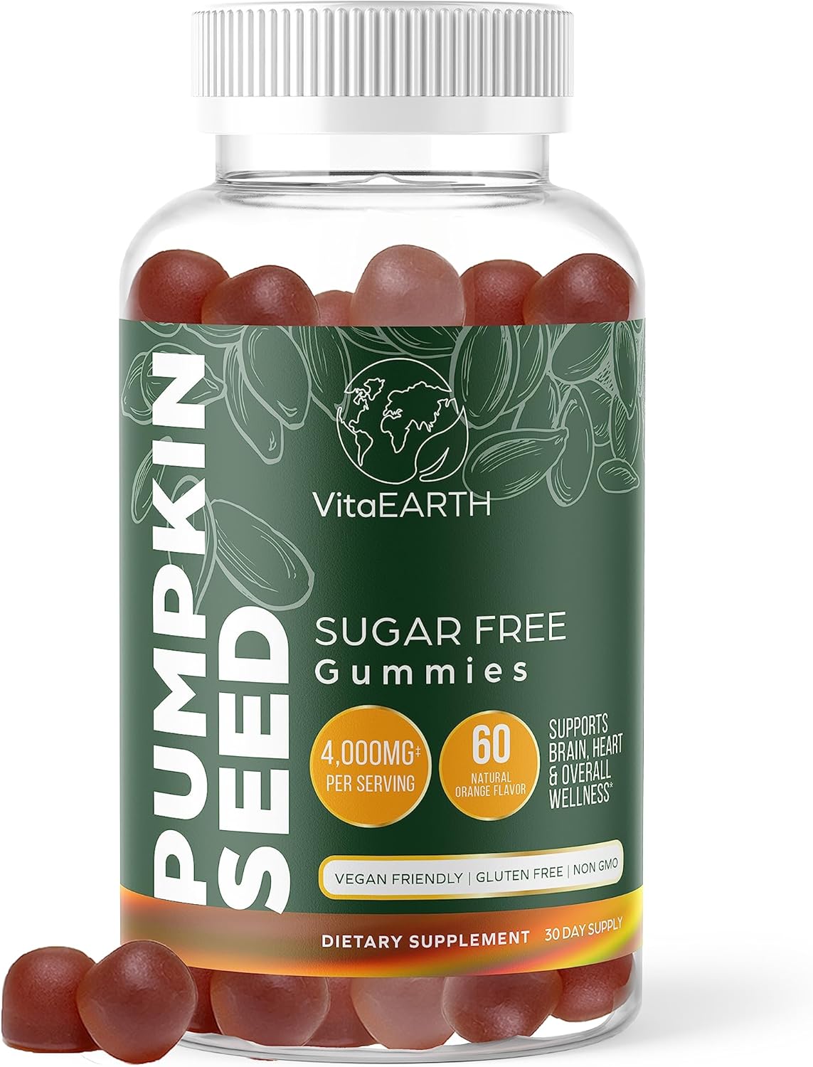 Pumpkin Gummies – Pumpkin Seed Oil Gummies For Hair Growth, Glowing Skin, Immunity And Urinary Support – 4000Mg Pumpkin Seed Oil Supplement – Natural Source Of Fatty Acids – 60 Vegan Gummies