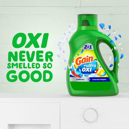 Gain Ultra Oxi Liquid Laundry Detergent, 107 Loads, 154 Fl Oz, Waterfall Delight Scent, 2-In-1, He Compatible