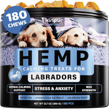 Calming Chews For Labrador Dogs With Valerian Root And Hemp Oil - Aid During Thunderstorms, Separation, Car Rides - Hip And Joint Health - Tasty Dog Calming Treats, 180 Chews (180 Chews (Pack Of 1))