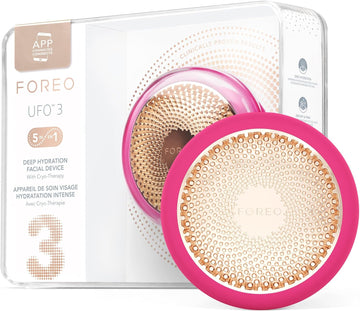 Foreo Ufo 3-5-In-1 Full Facial Led Mask Treatment - Deep Moisturiser - Anti Aging Face Mask Beauty - Thermotherapy - Cryotherapy - Face Massager - Fuchsia