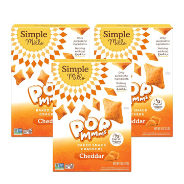 Simple Mills Pop Mmms Cheddar Baked Snack Crackers, Gluten Free, 4 Ounce (Pack of 3)