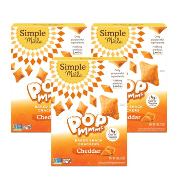 Simple Mills Pop Mmms Cheddar Baked Snack Crackers, Gluten Free, 4 Ounce (Pack Of 3)